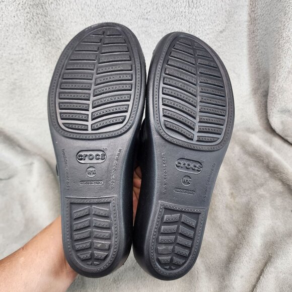 Crocs Shoes Womens Size 10 Black Synthetic Slip On Sandals - Picture 8 of 10